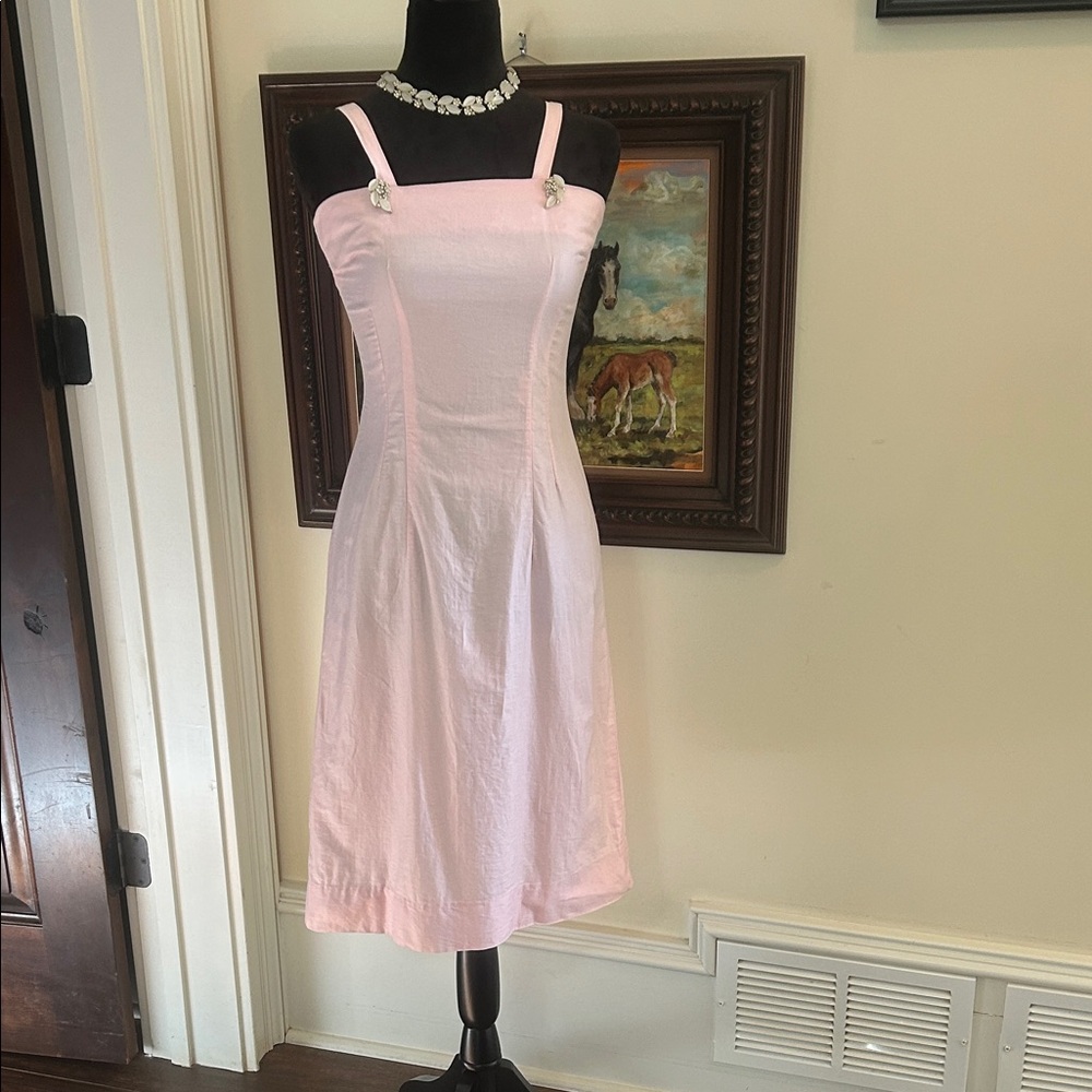 Vintage Sz XS 100% Cotton Wiggle Dress Pink Sleeveless Dress GVC